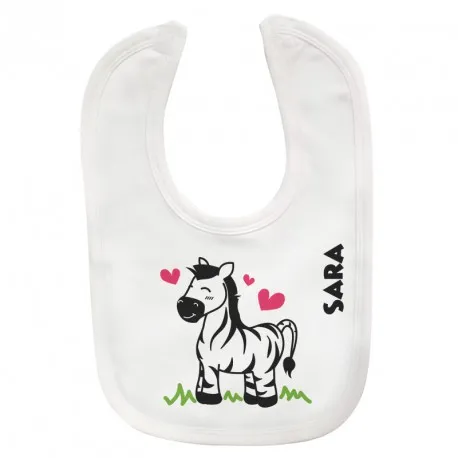 Babero de tela personalizado Cebra