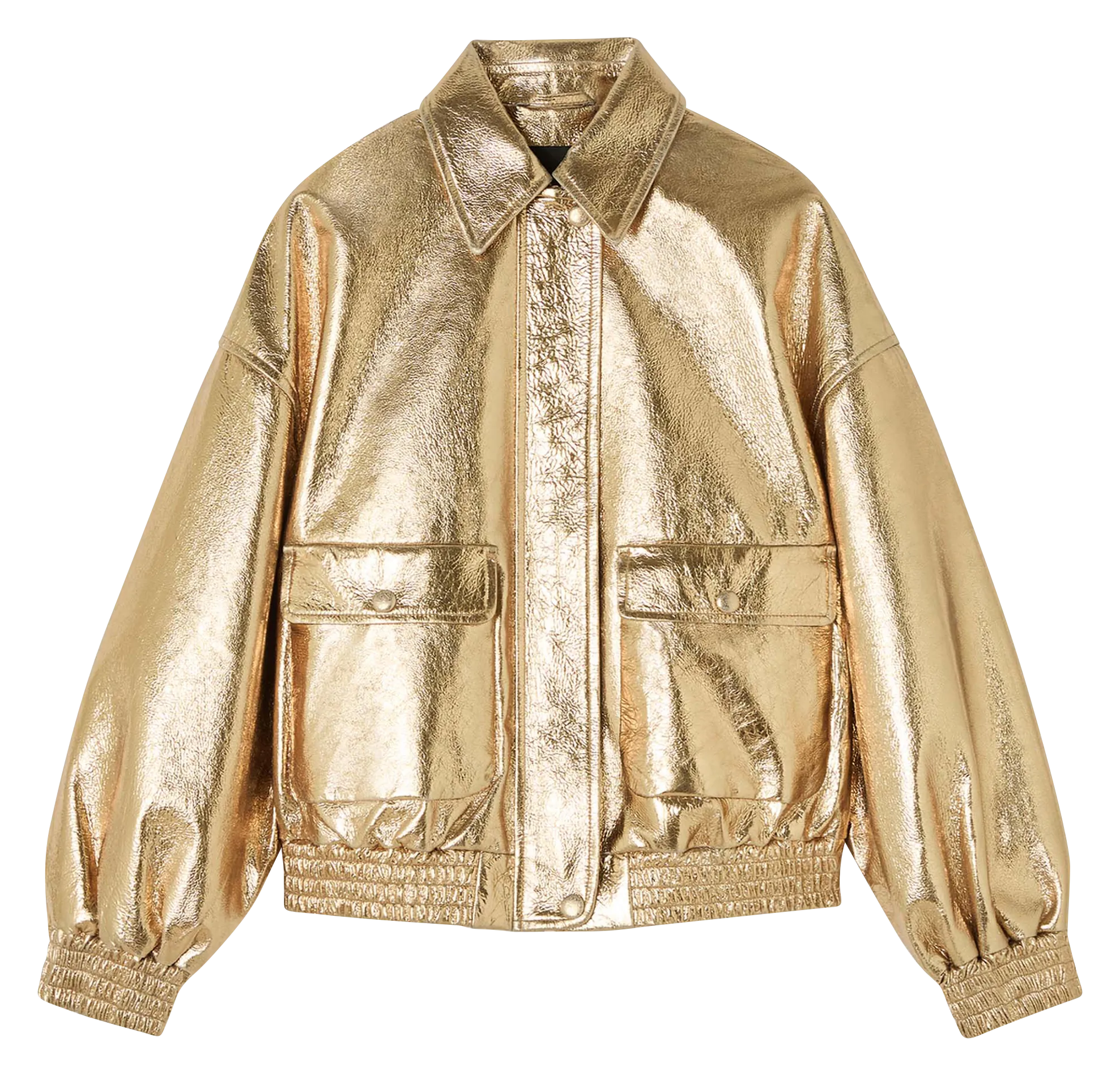 BIBBA  CHAQUETA OVERSIZE DE CUERO METALIZADO EN DORADO