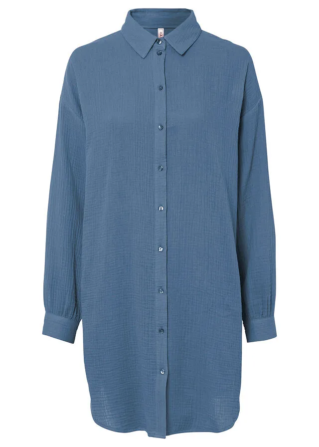 Blusa larga de muselina Denim