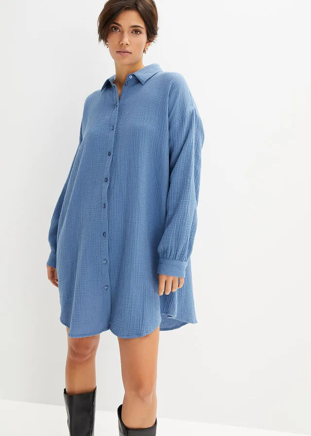 Blusa larga de muselina Denim