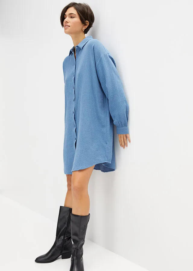 Blusa larga de muselina Denim