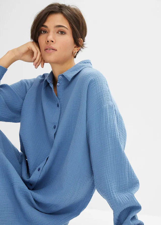 Blusa larga de muselina Denim