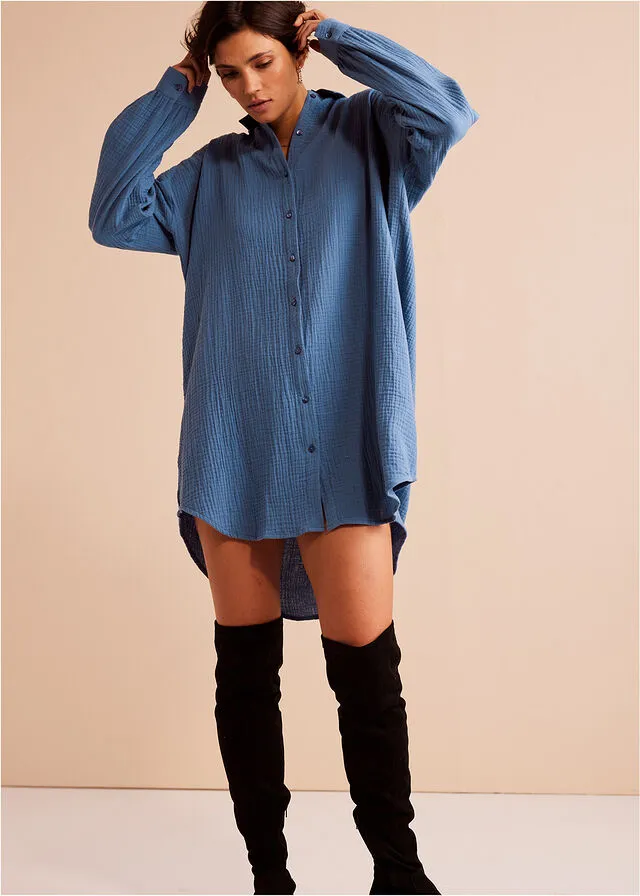 Blusa larga de muselina Denim