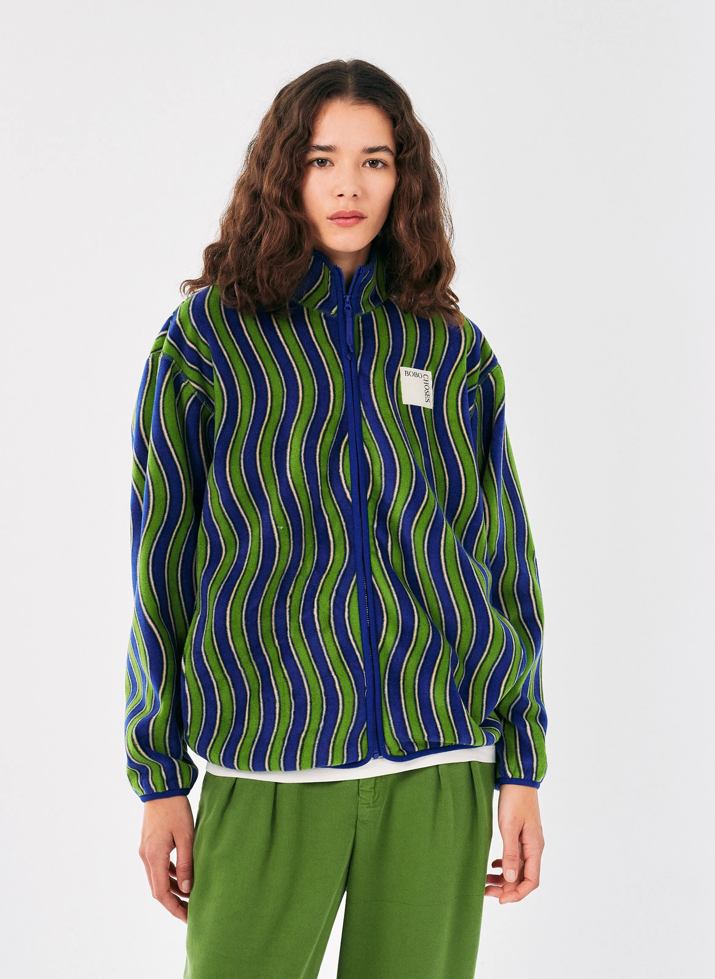 BOBO CHOSES Chaqueta con cuello alto a rayas en multicolor