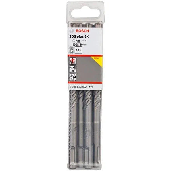 BOSCH  PLUS5X  JUEGO DE BROCAS SDSPLUS, 10 MM, 10 PIEZAS, HORMIGON ARMADO
