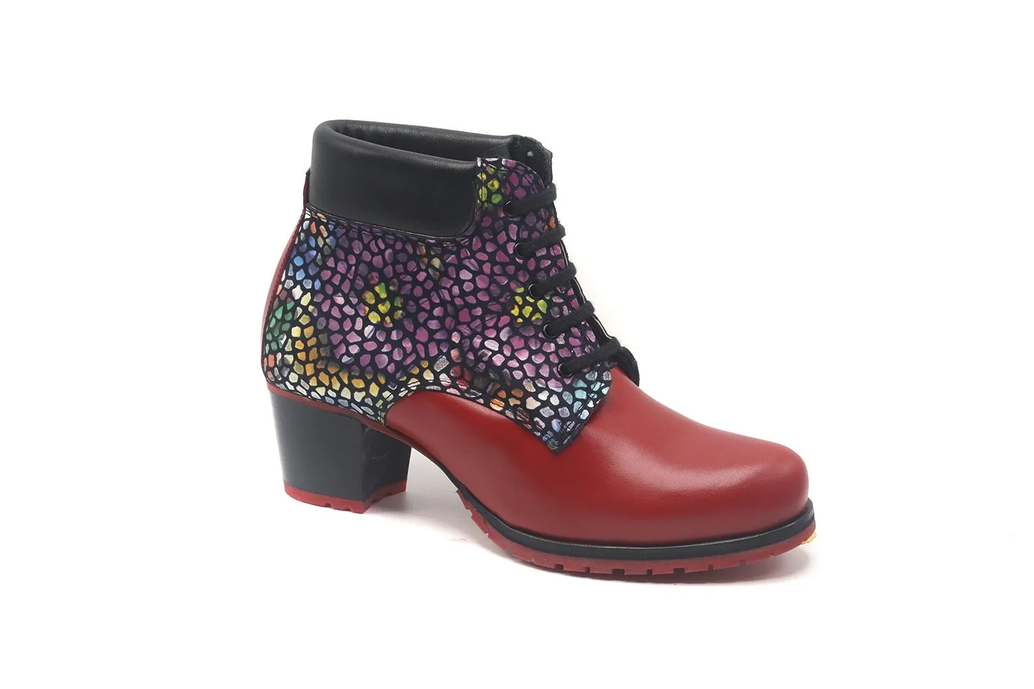 BOTíN MODELO OICOR , FABRICADO EN NAPA PIEDRAS MULTI  NAPA ROJA