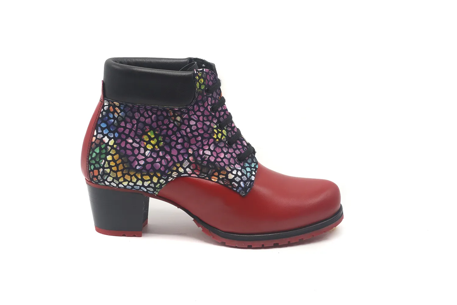 BOTíN MODELO OICOR , FABRICADO EN NAPA PIEDRAS MULTI  NAPA ROJA