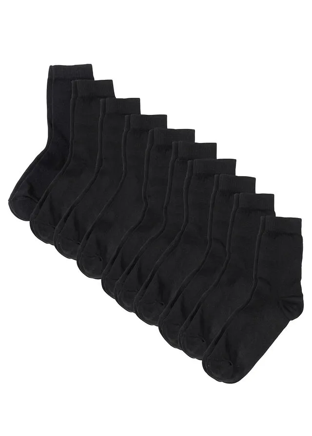 Calcetines de algodón orgánico (10 unidades) Negro