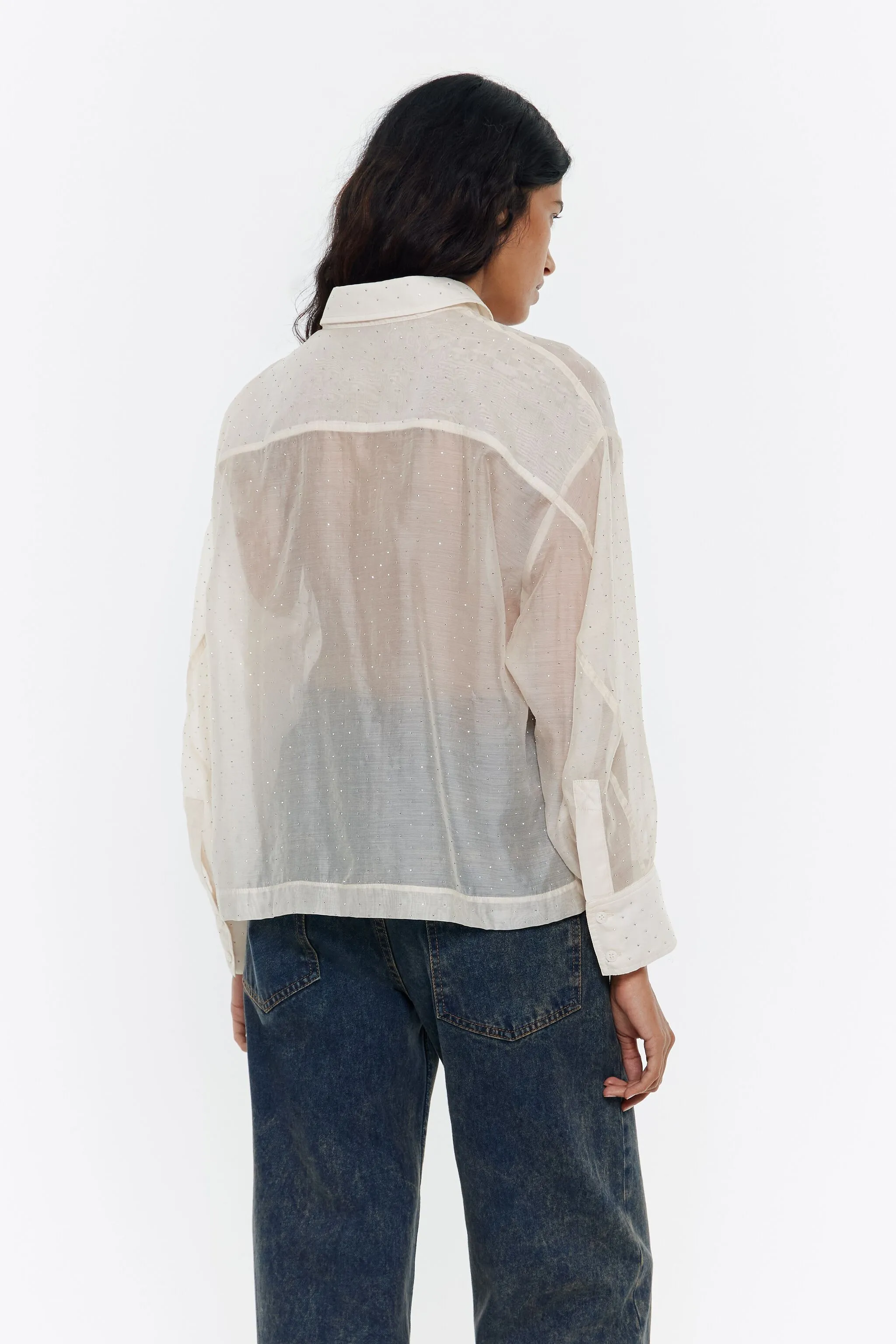 Camisa boxy piedras beige