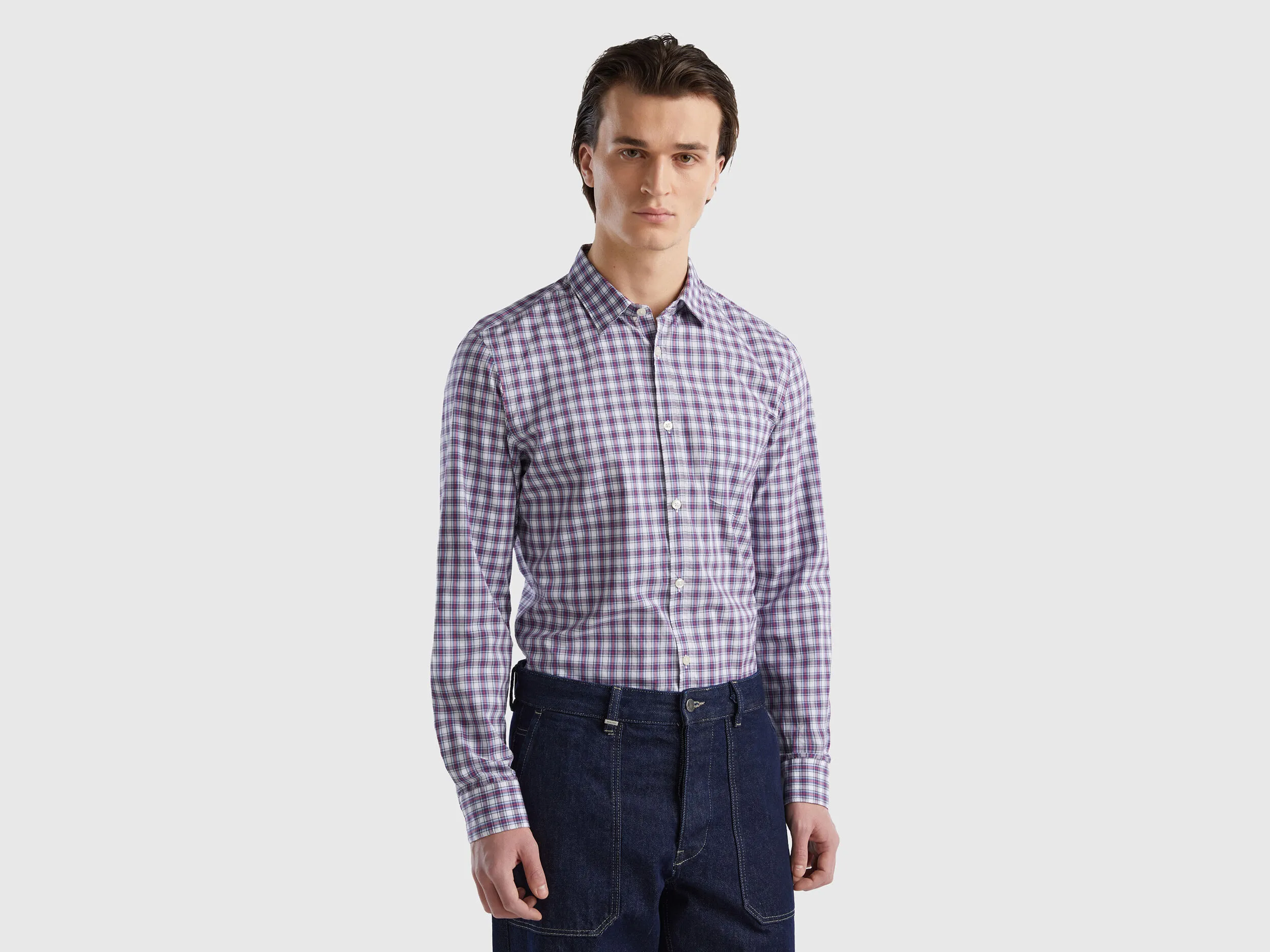 Camisa de cuadros de corte ceñido