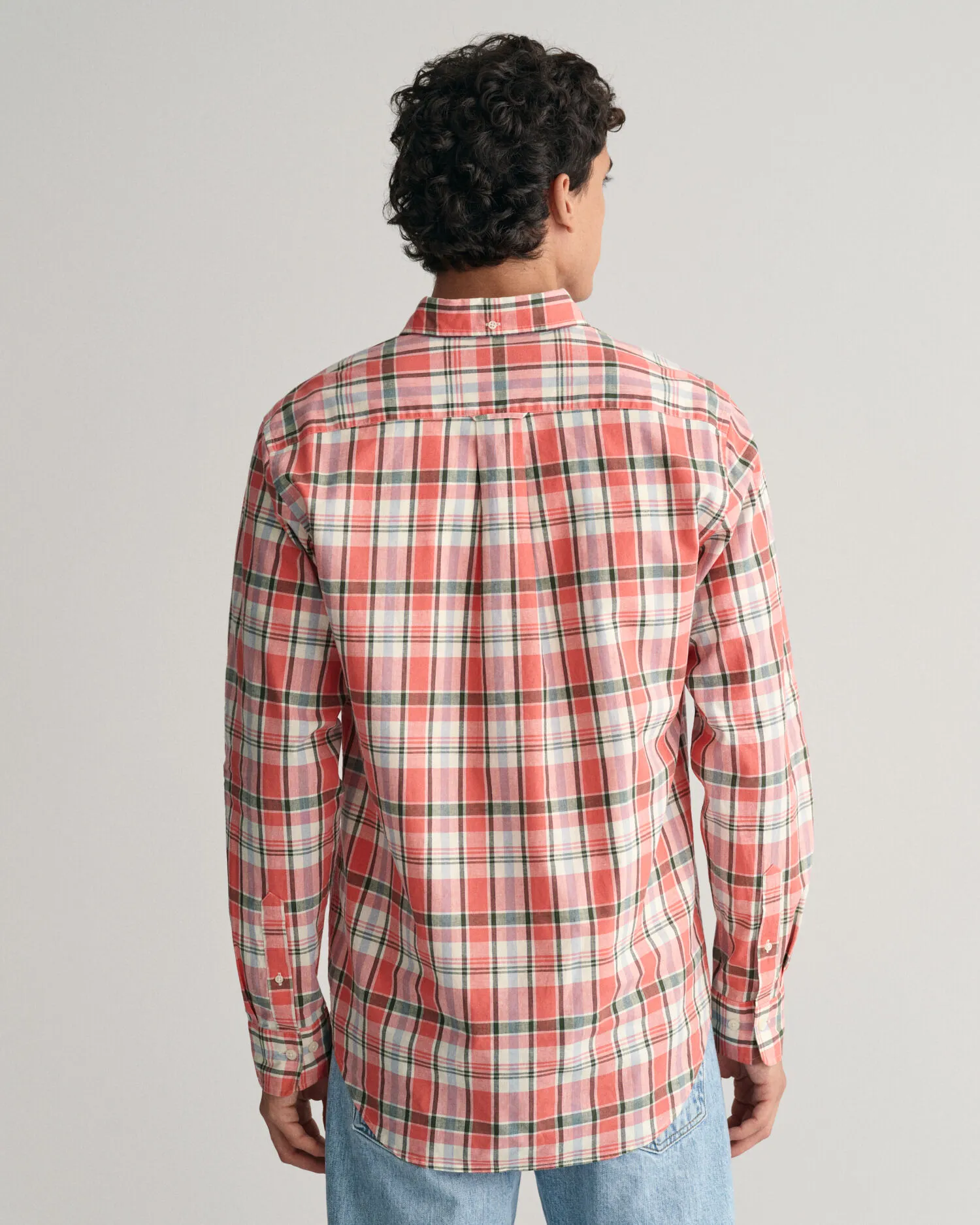 Camisa Regular Fit de lino y algodón a cuadros