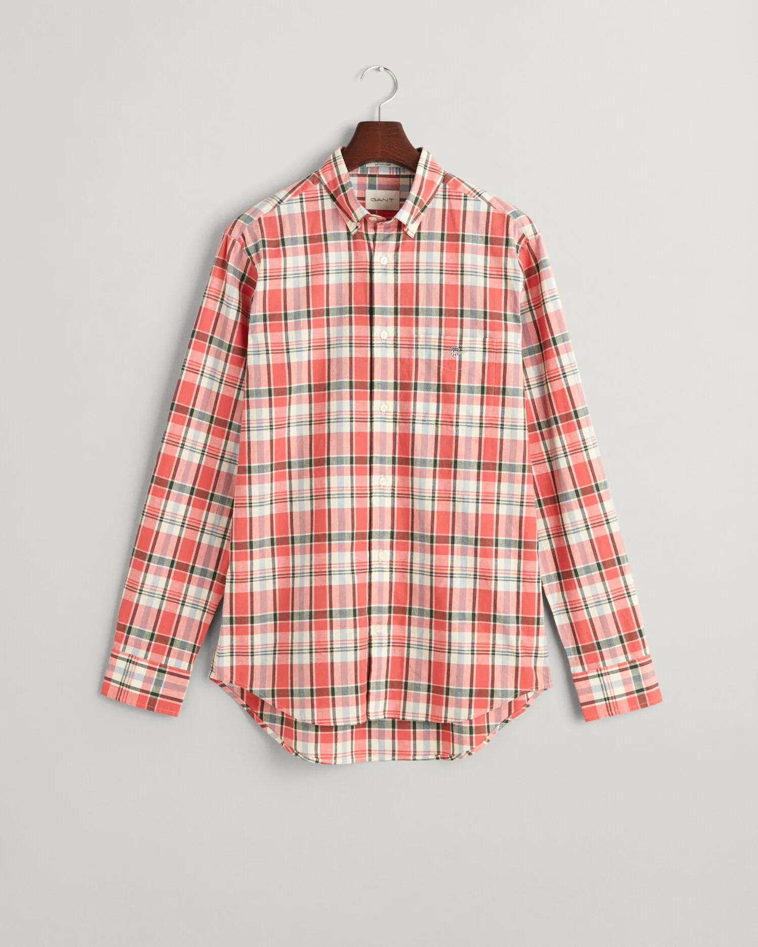 Camisa Regular Fit de lino y algodón a cuadros