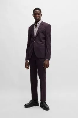 Camisa slim fit de lona de algodón con microestampado