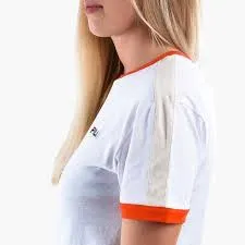 Camiseta manga corta FILA chica Noreen Ref. 687051 Blanca bandas mangas beig