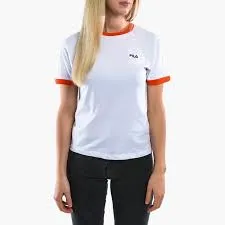 Camiseta manga corta FILA chica Noreen Ref. 687051 Blanca bandas mangas beig