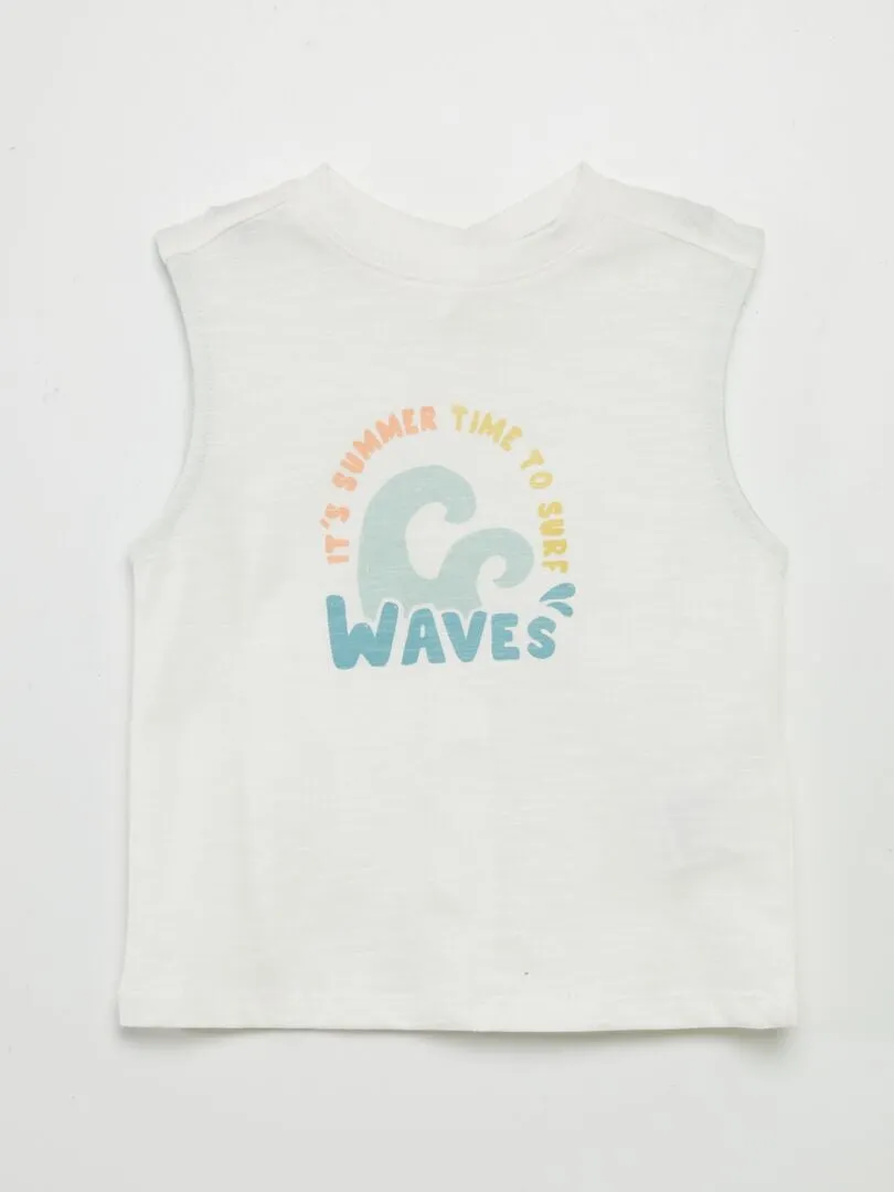 CAMISETA SIN MANGAS DE PUNTO CON CIERRE TRASERO DE AUTOMáTICOS  BLANCO