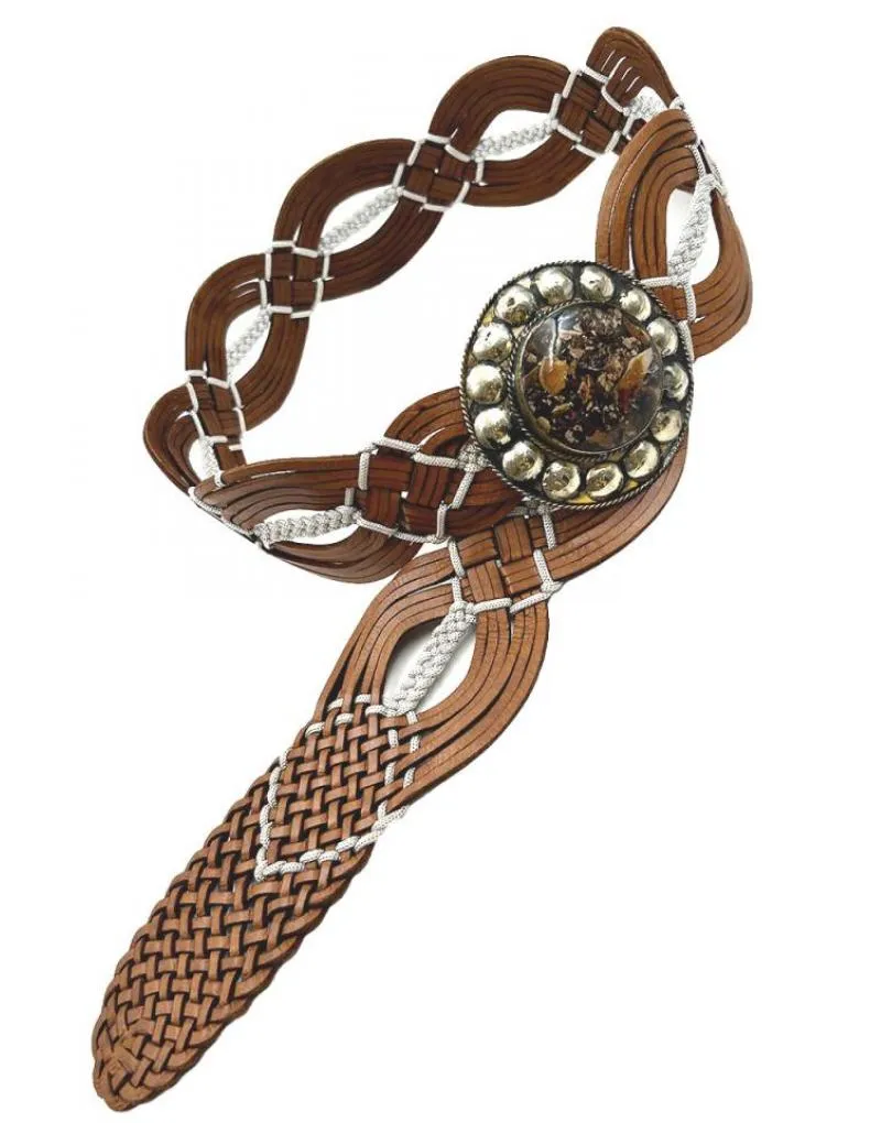 CINTURONES MUJER PIEL CUERO MARRON Y BLANCO ANCHOS PARA LA CADERA