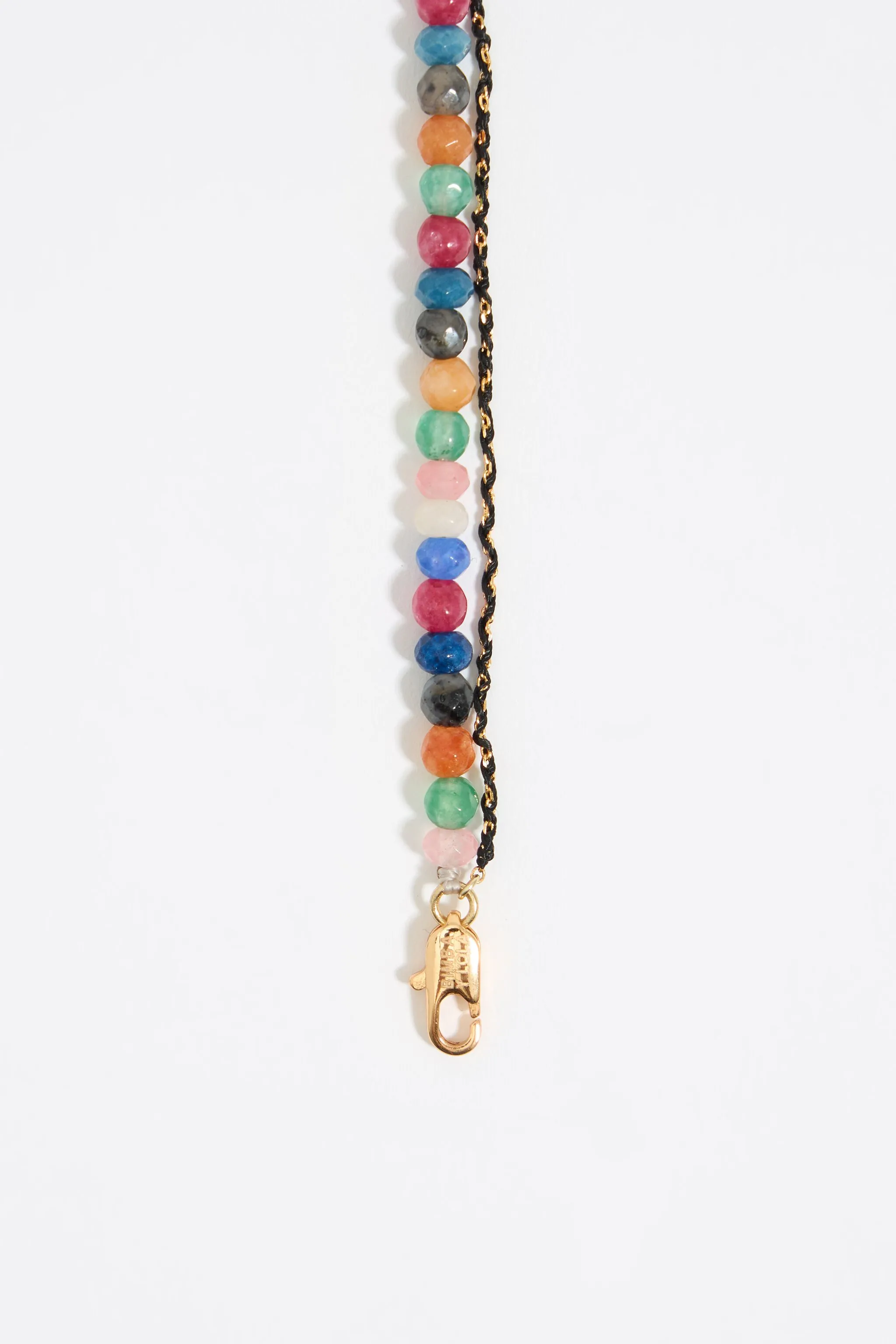 Collar doble corazón y piedras multicolores