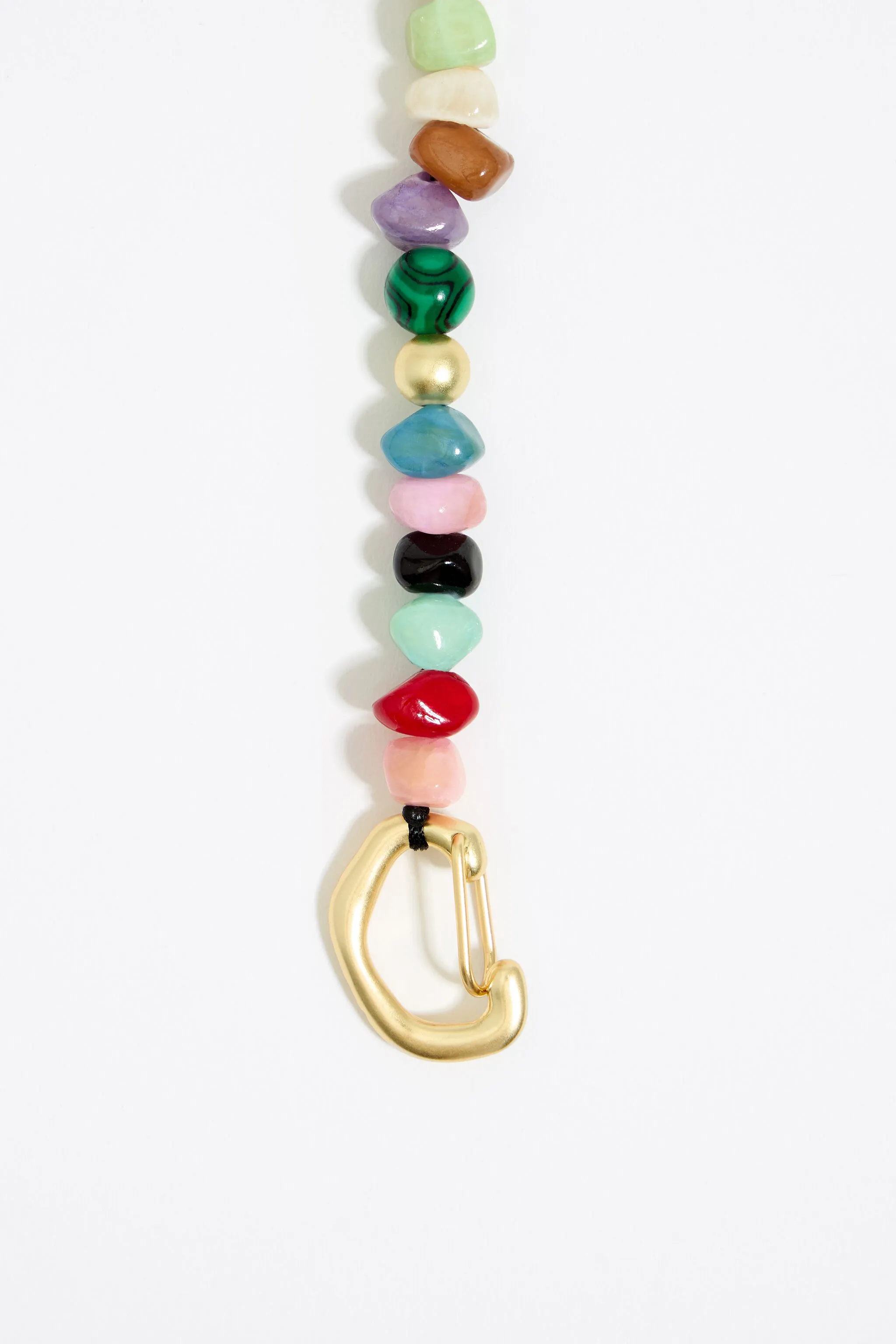 Collar largo piedras multicolor y corazón