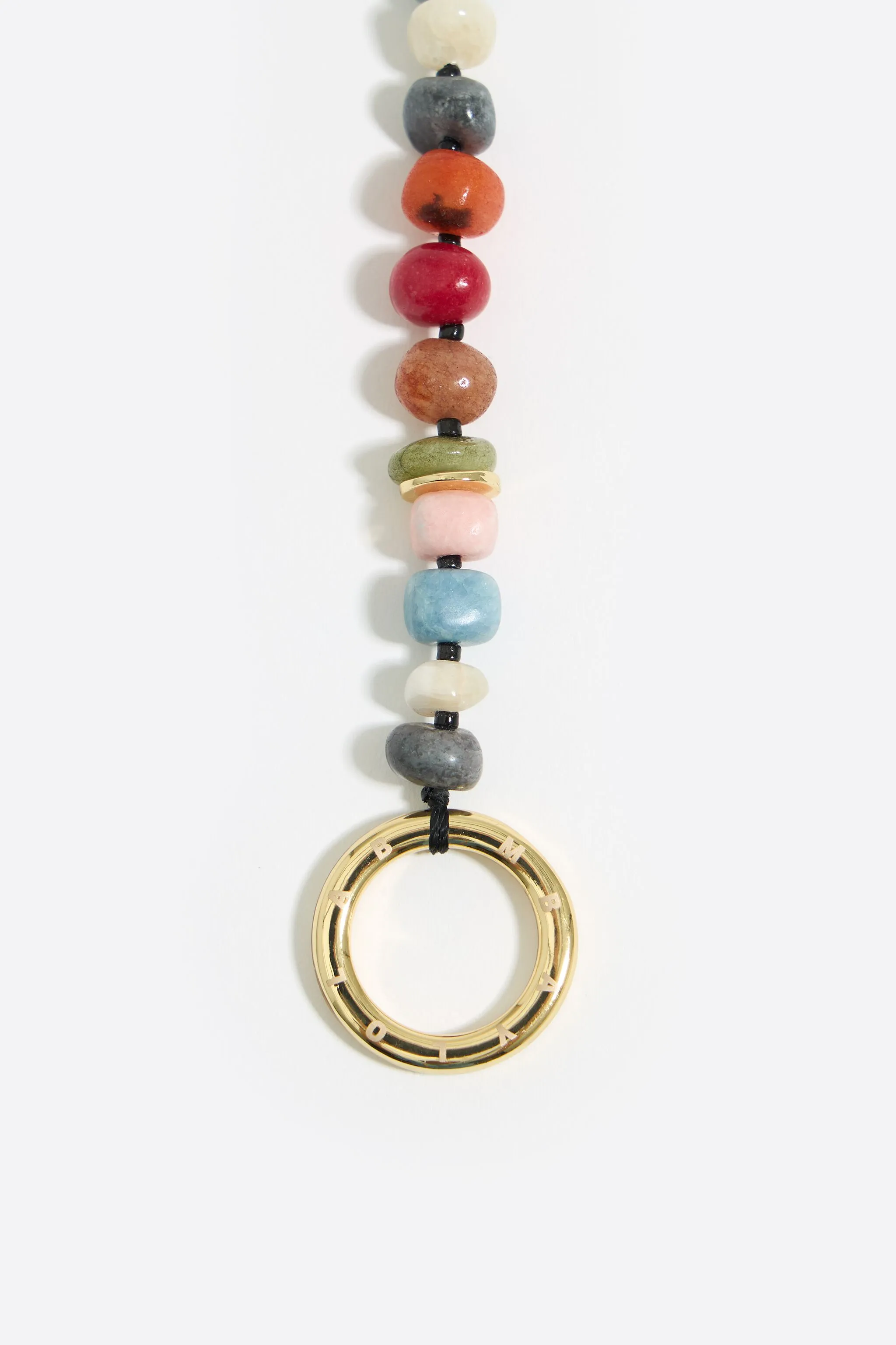Collar largo piedras multicolores dorado