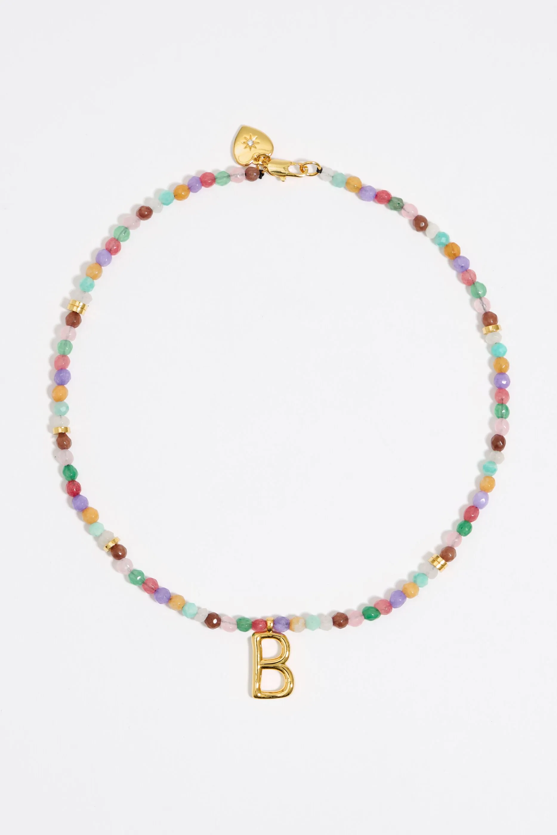 Collar letra B piedras multicolores