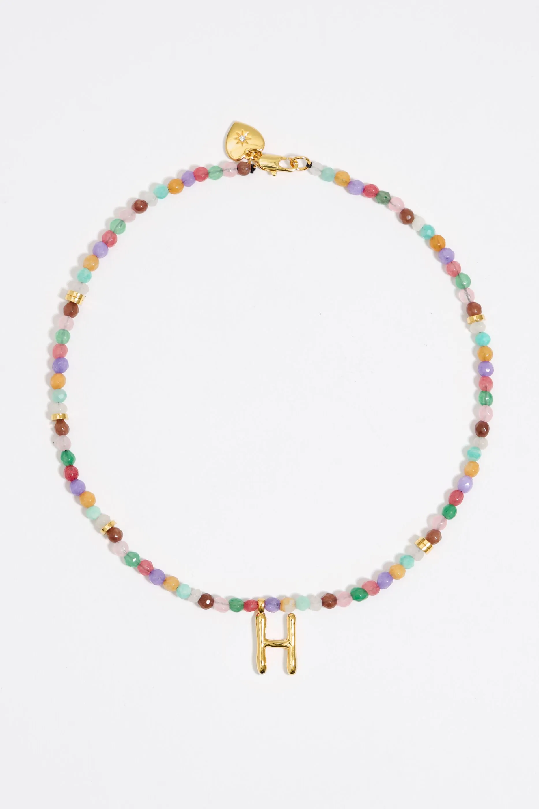 Collar letra H piedras multicolores