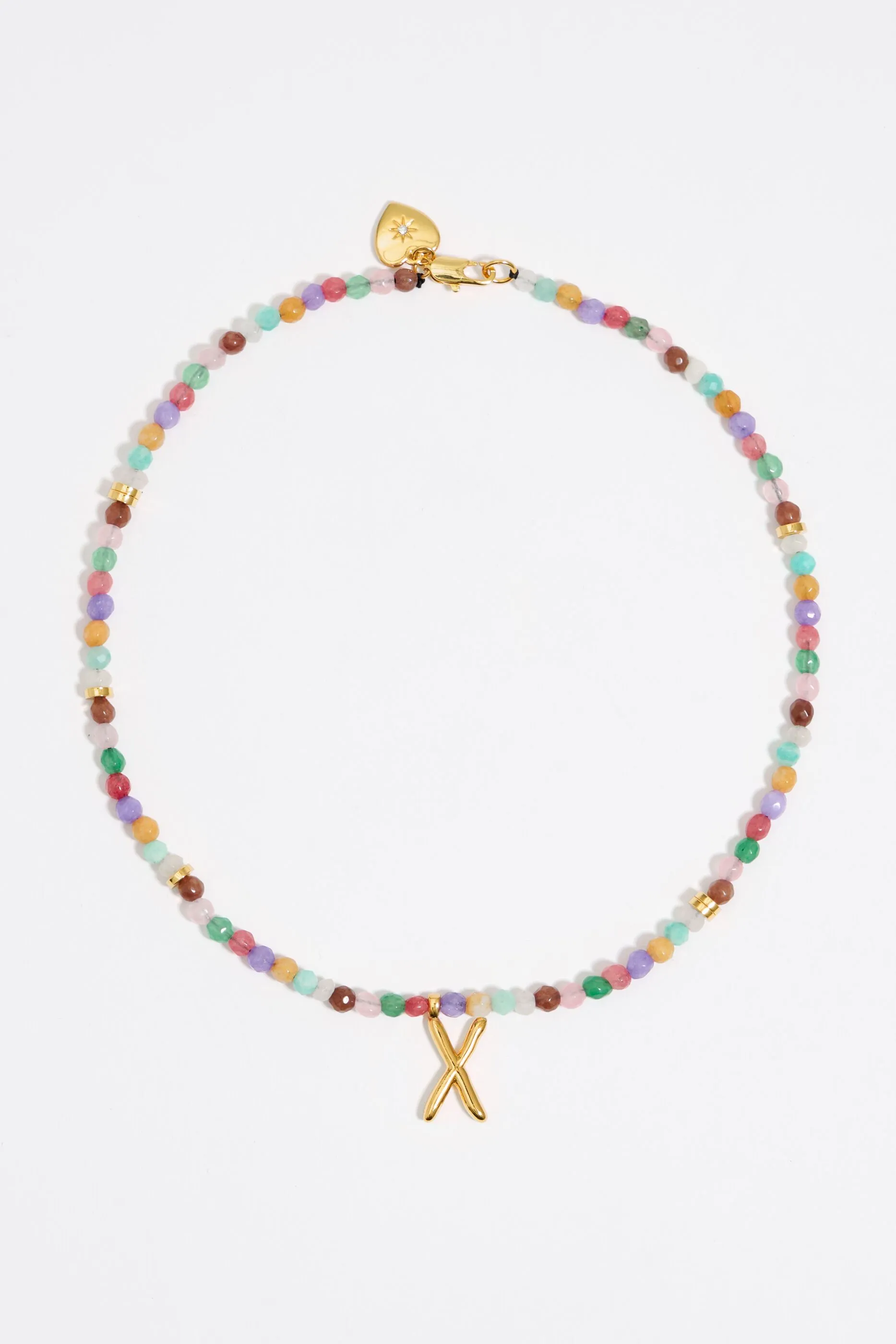 Collar letra X piedras multicolores