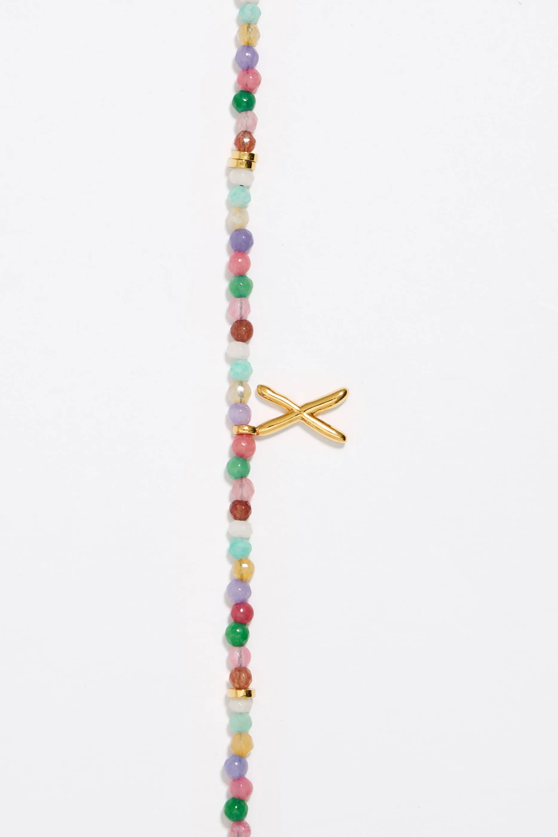 Collar letra X piedras multicolores