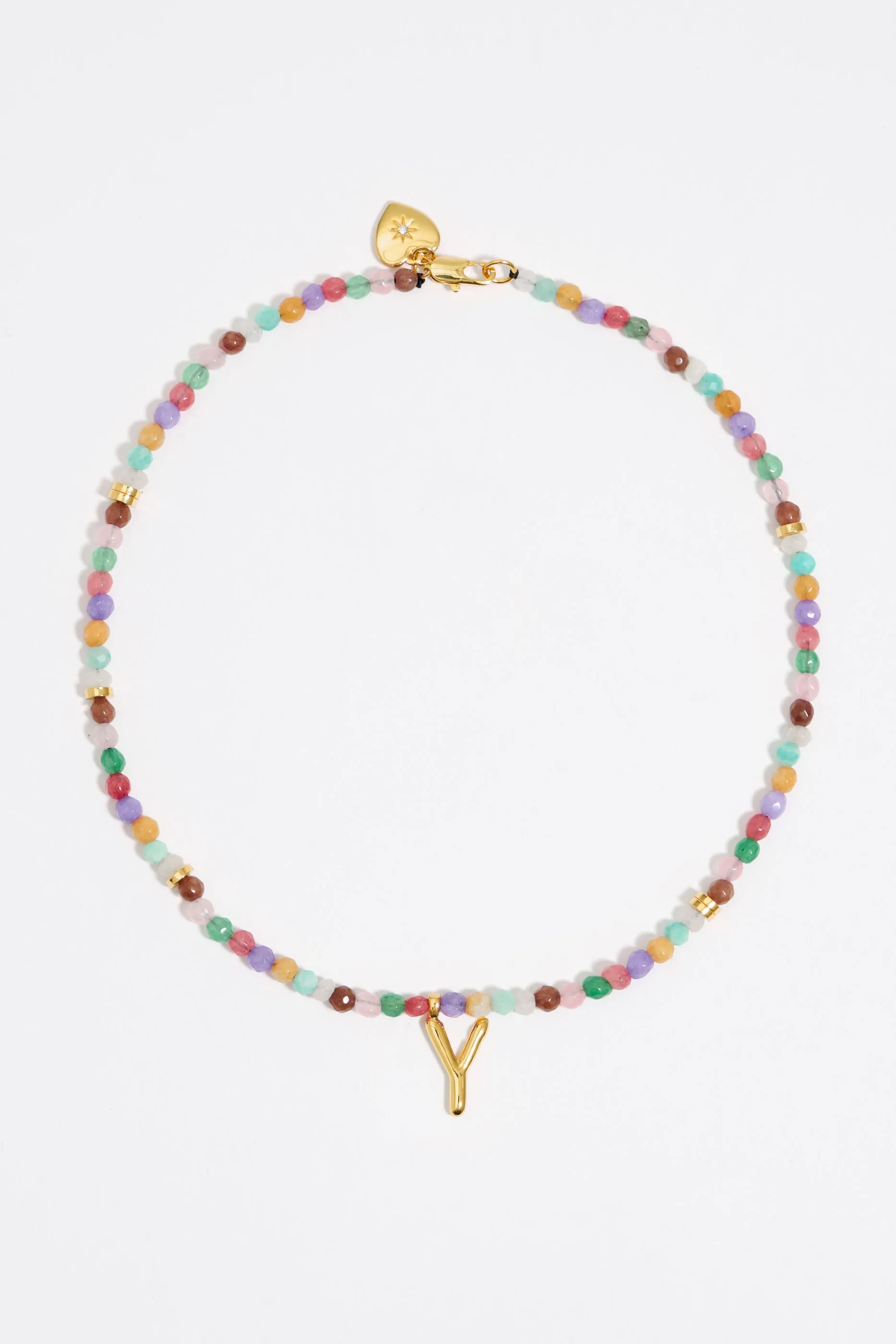 Collar letra Y piedras multicolores