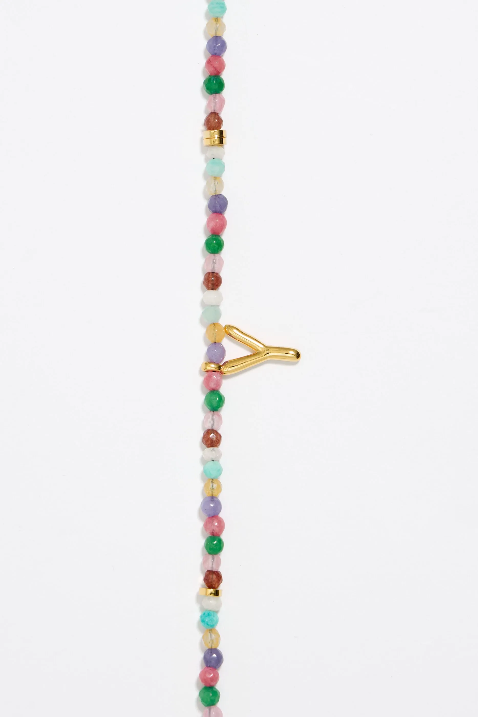 Collar letra Y piedras multicolores