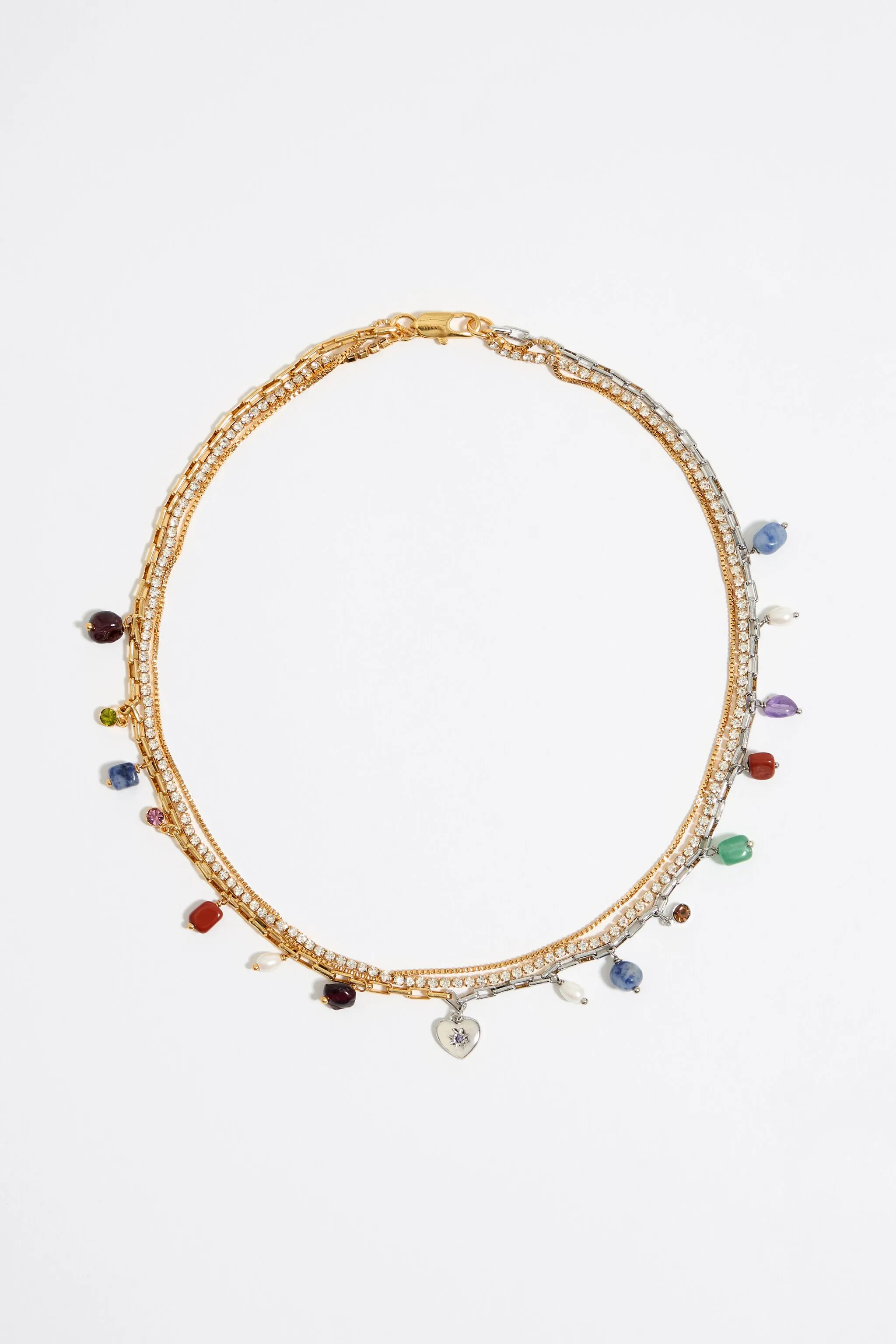 Collar multicadenas cristales y piedras multicolores
