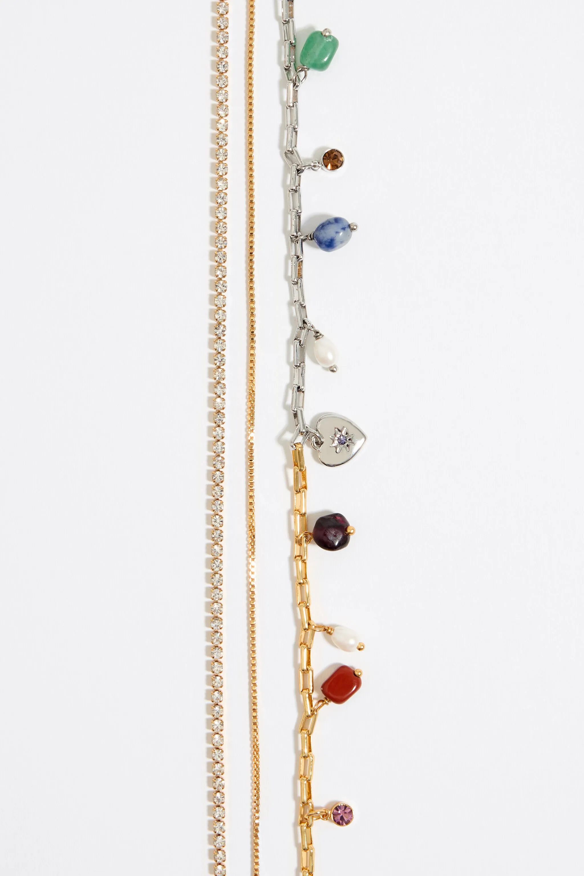 Collar multicadenas cristales y piedras multicolores