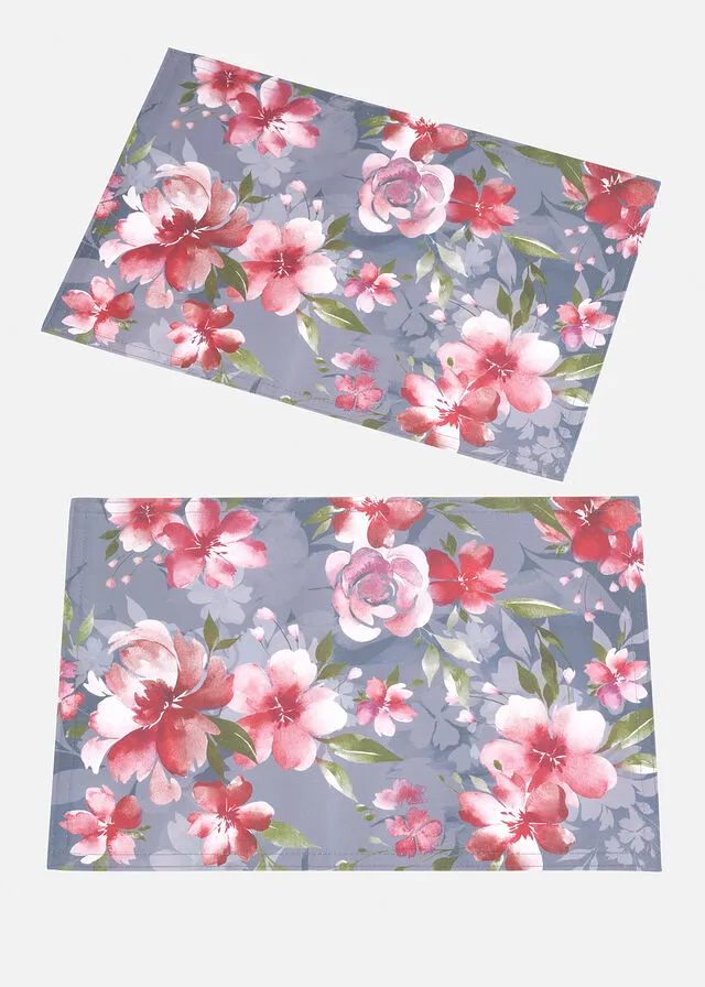 Conjunto para mesa con estampado de flores (2 unidades) Gris baya