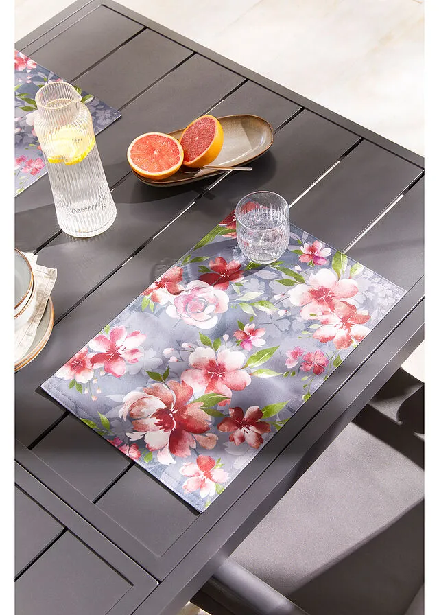 Conjunto para mesa con estampado de flores (2 unidades) Gris baya