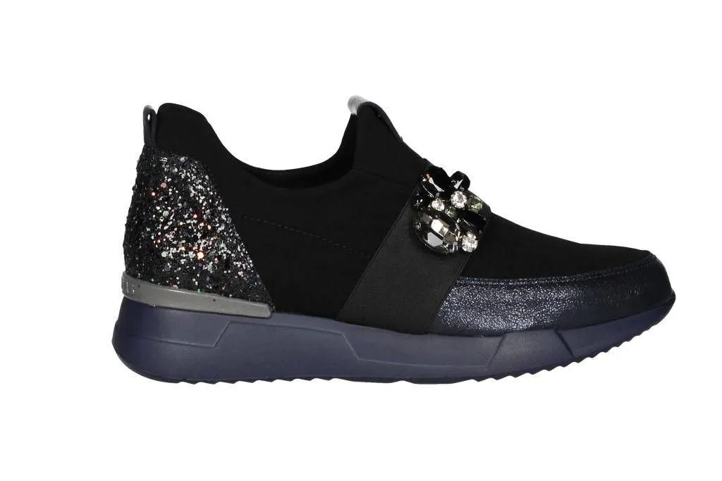 Copete Elastico Negro/azul Brillantes Talon Glitter Punta Pi