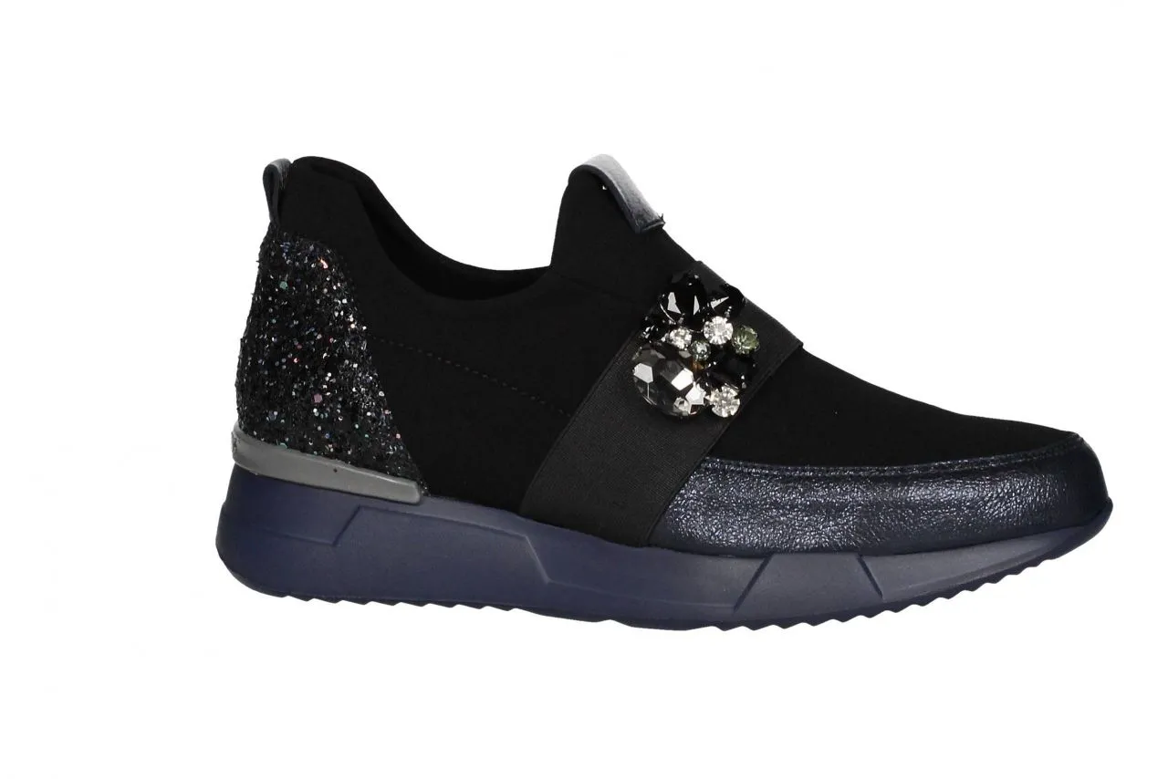 Copete Elastico Negro/azul Brillantes Talon Glitter Punta Pi