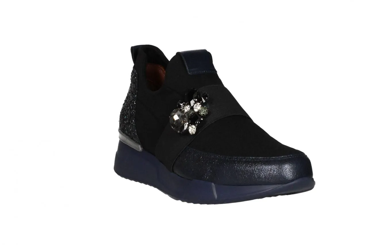 Copete Elastico Negro/azul Brillantes Talon Glitter Punta Pi