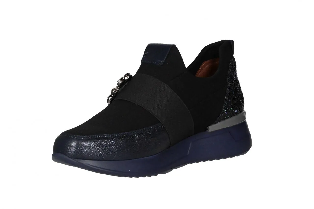 Copete Elastico Negro/azul Brillantes Talon Glitter Punta Pi
