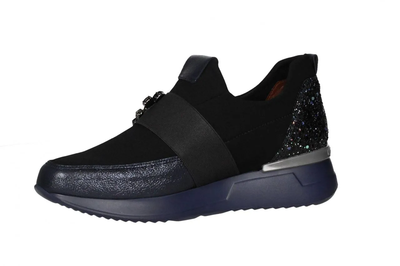 Copete Elastico Negro/azul Brillantes Talon Glitter Punta Pi