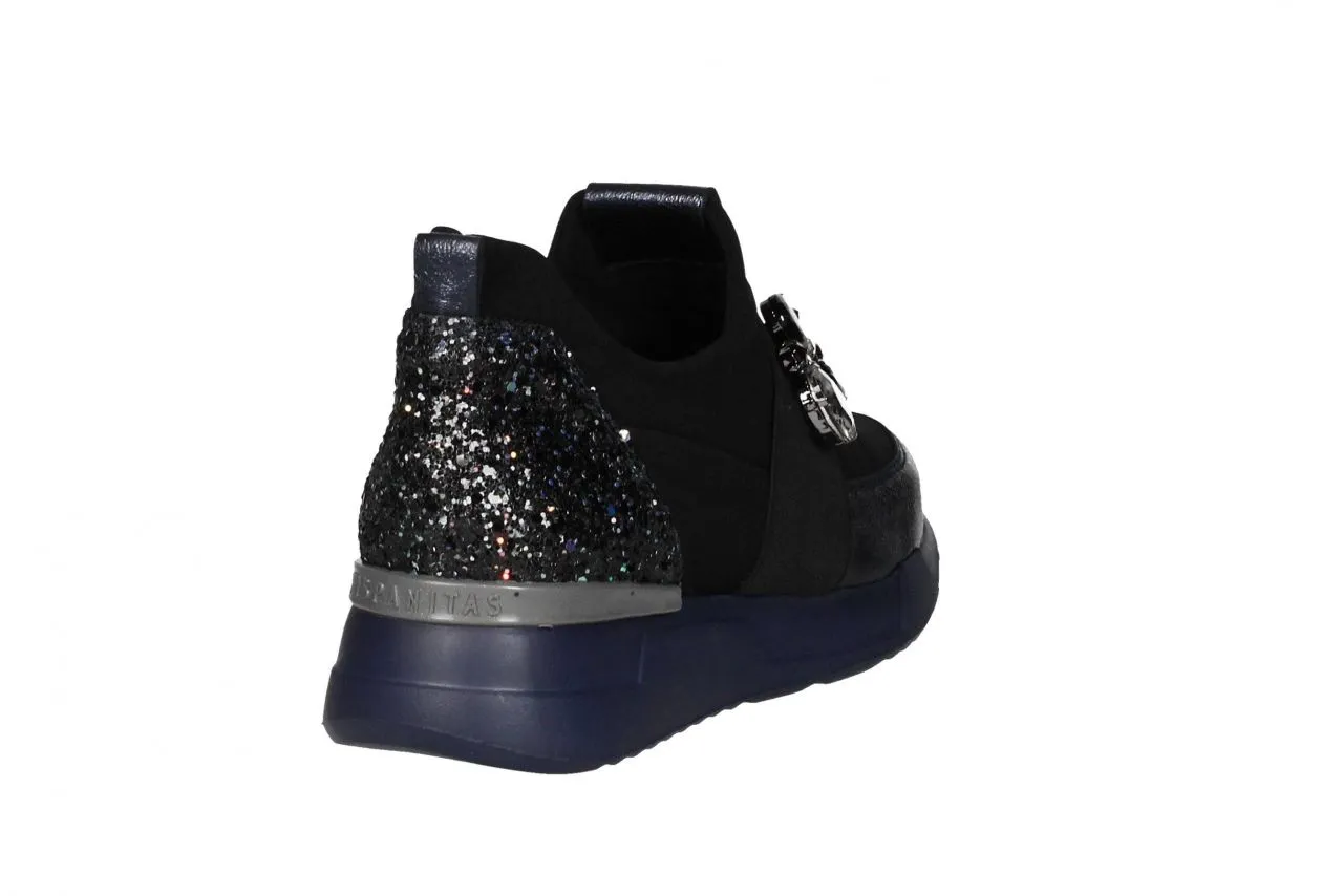 Copete Elastico Negro/azul Brillantes Talon Glitter Punta Pi