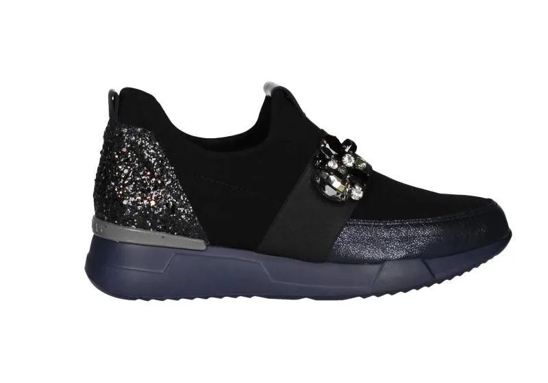 Copete Elastico Negro/azul Brillantes Talon Glitter Punta Pi