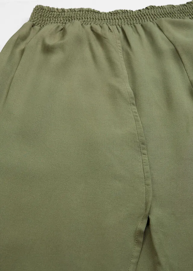 Culotte hasta la pantorrilla con cinturilla cómoda Oliva