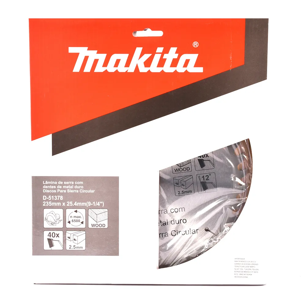 DISCO SIERRA PARA MADERA MAKITA 40 DIENTES 91/4″ 30 X 2.5MM
