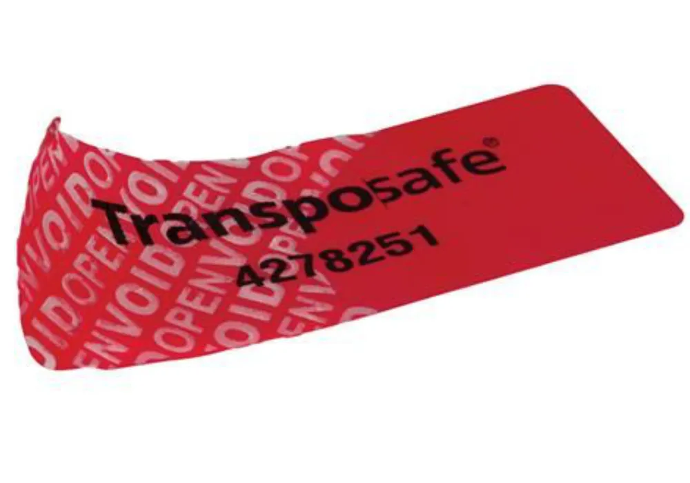 Etiqueta de seguridad Transposafe sin residuos, para precintar, azul 30 x 78 mm, 1 rollo 250 uds.