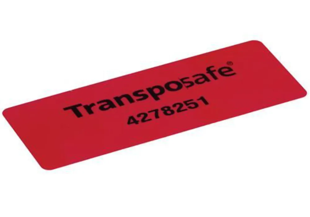 Etiqueta de seguridad Transposafe sin residuos, para precintar, azul 30 x 78 mm, 1 rollo 250 uds.