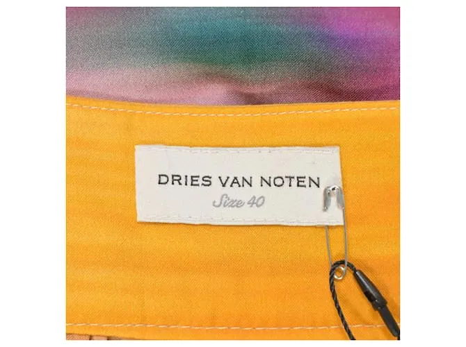 Falda midi plisada estampada Dries Van Noten en algodón multicolor 