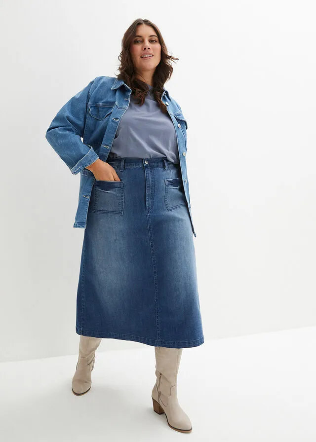 Falda vaquera Denim negro desgastado
