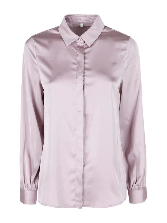 Fashion Camisa de mujer de manga larga efecto satinado