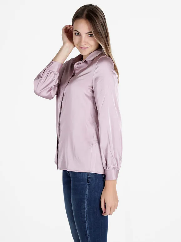 Fashion Camisa de mujer de manga larga efecto satinado