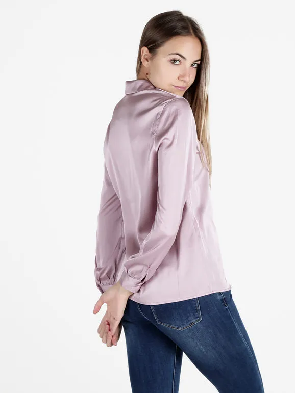Fashion Camisa de mujer de manga larga efecto satinado